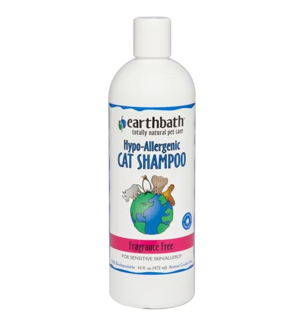 earthbath® Hypo-Allergenic Cat Shampoo, Fragrance Free, for Sensitive Skin, Made in USA, 16 oz