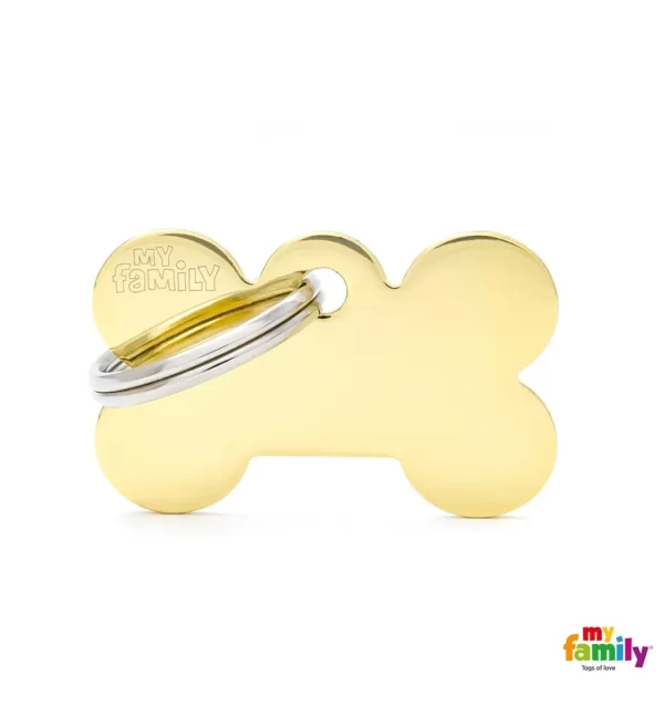 Small Bone in Golden Plated Brass Name Tag