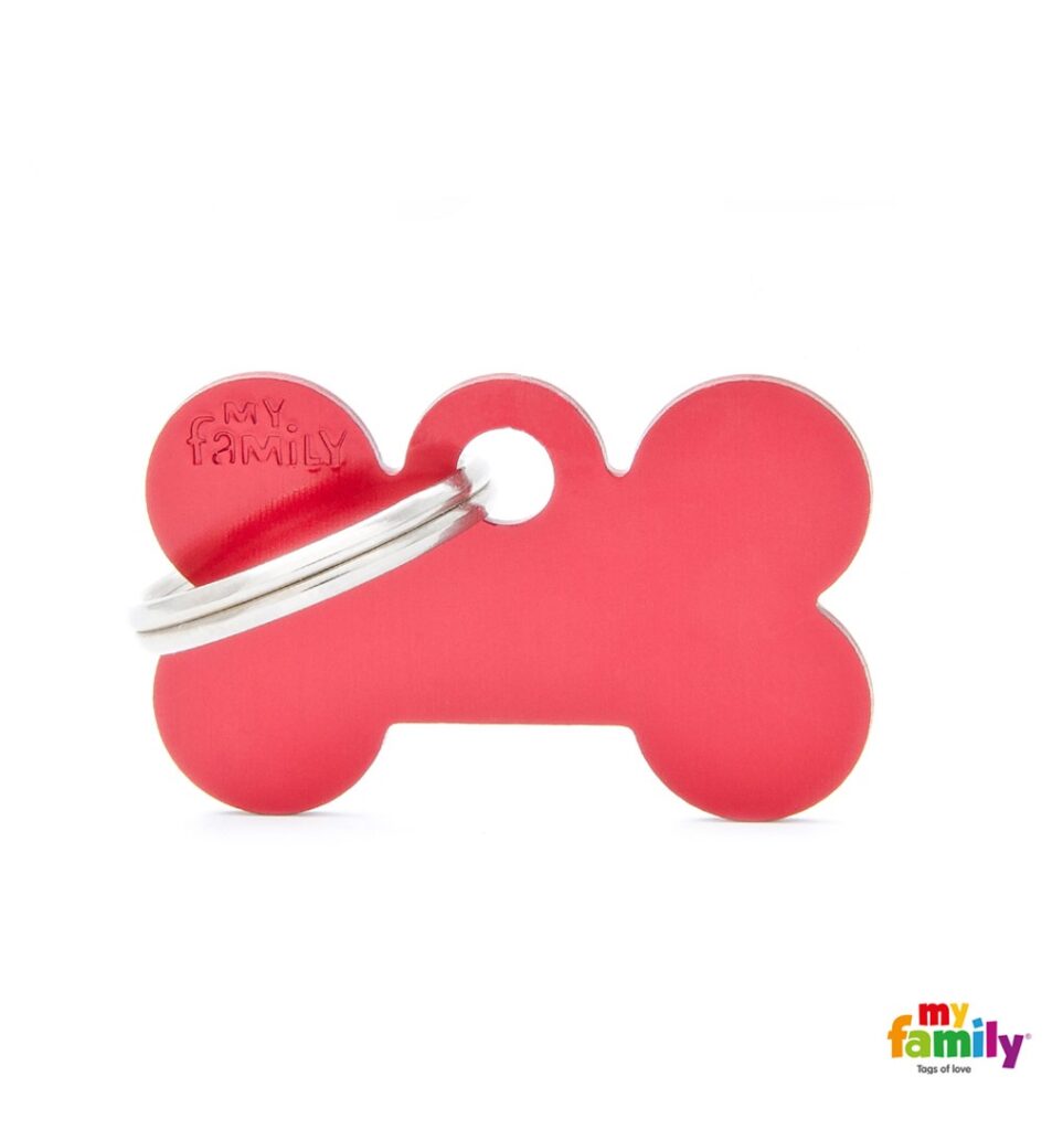 Small Bone Red in Aluminum Name Tag