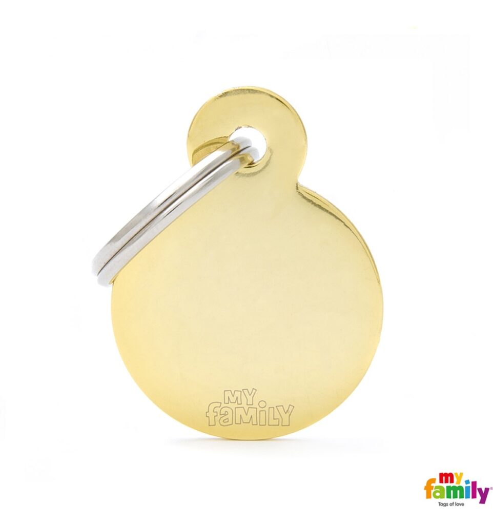 Small Round in Golden Plated Brass Name Tag