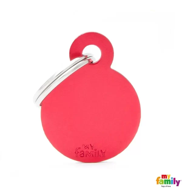 Small Round Pink in Aluminum Name Tag
