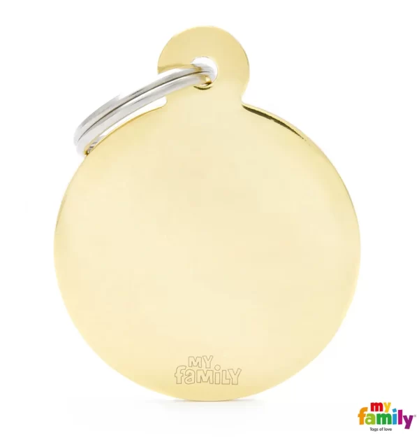 Big Round in Golden plated Brass Name Tag