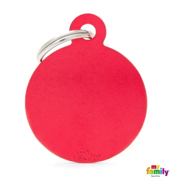 Big Round Red in Aluminum Name Tag