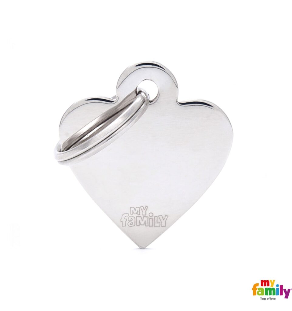 Small Heart in Chrome Plated Brass Name Tag