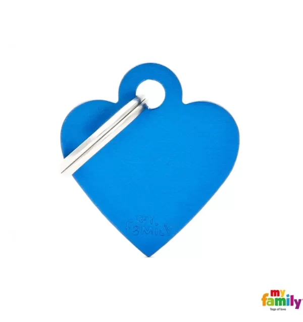Small Heart Blue in Aluminum Name Tag