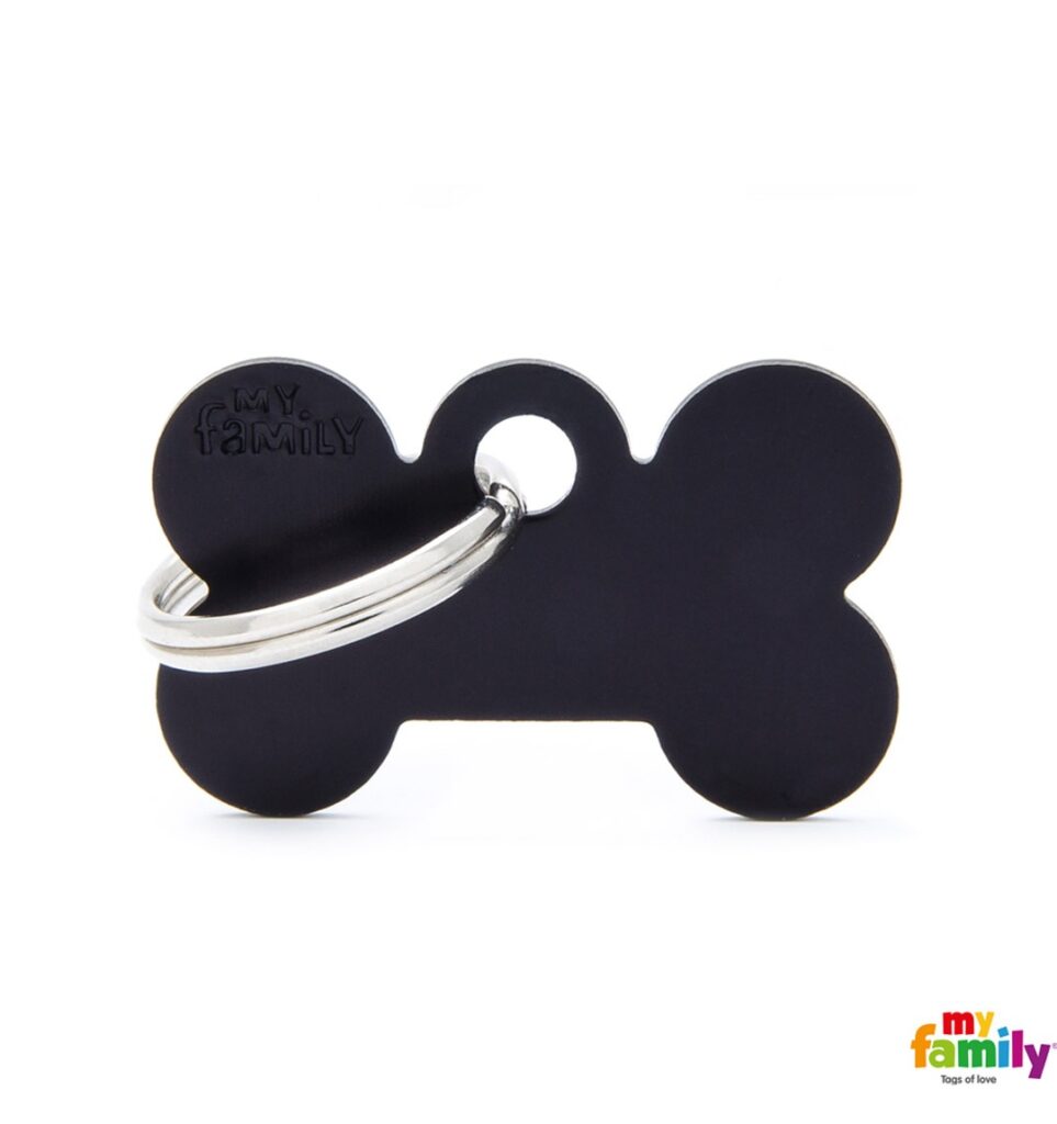 Small Bone Black in Aluminum Name Tag