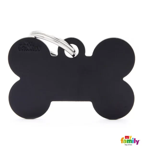 Small Bone Black in Aluminum Name Tag
