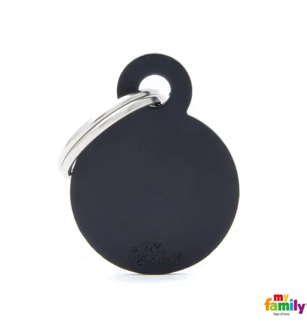 Big Round Black in Aluminum Name Tag