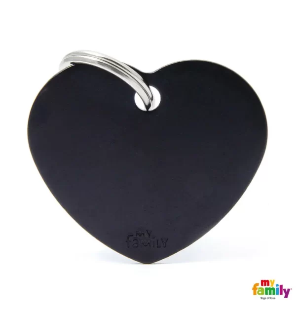 Small Heart Black in Aluminum Name Tag