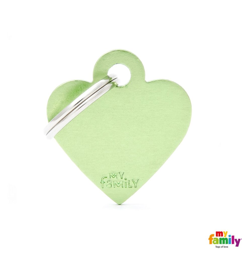 Small Heart Green in Aluminum Name Tag
