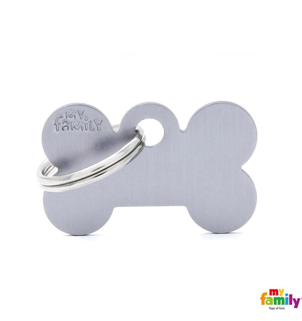 Small Bone Grey in Aluminum Name Tag