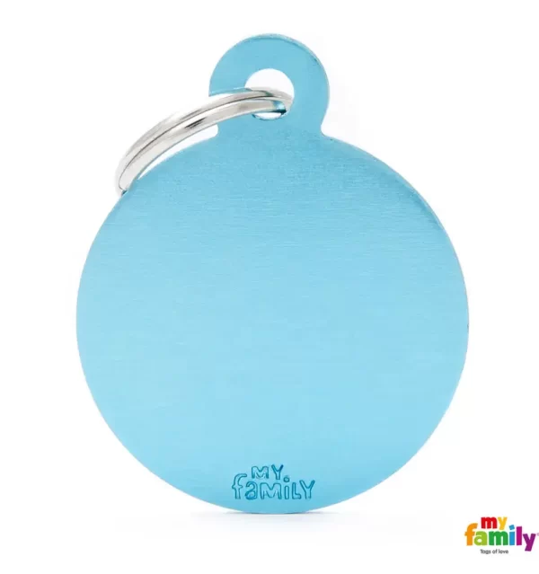 Big Round Light Blue in Aluminum Name Tag