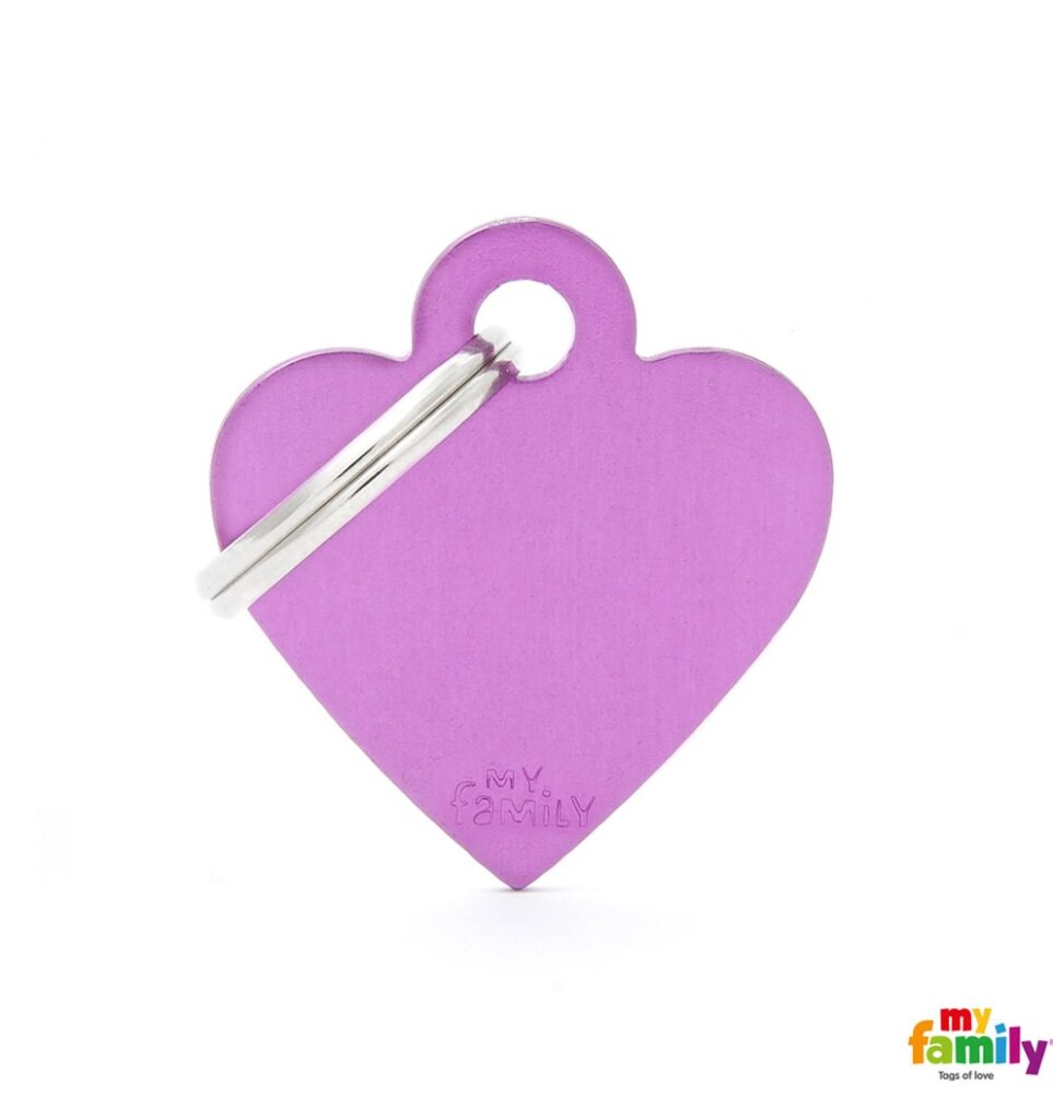 Small Heart Purple in Aluminum Name Tag