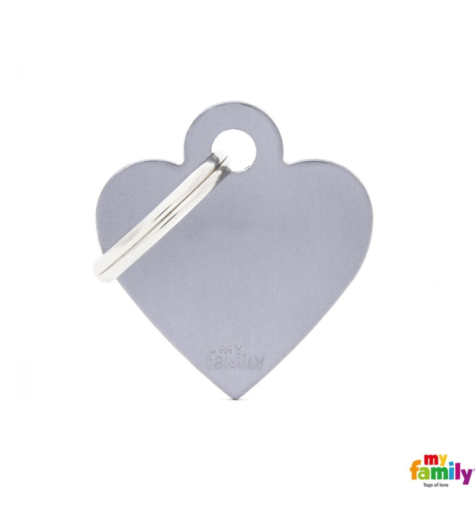 Small Heart Grey in Aluminum Name Tag