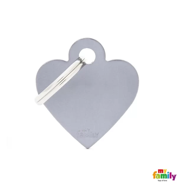 Small Heart Grey in Aluminum Name Tag