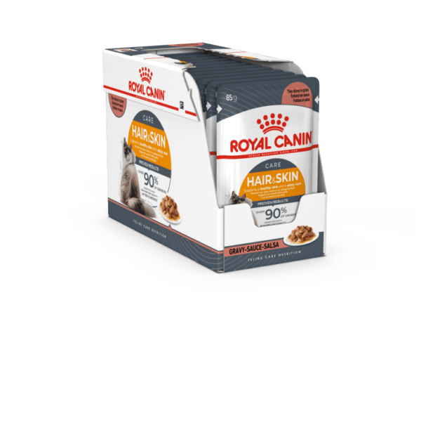 Royal Canin Feline Care Nutrition Hair & Skin Gravy (Wet Food - Pouches) 12 x 85 g