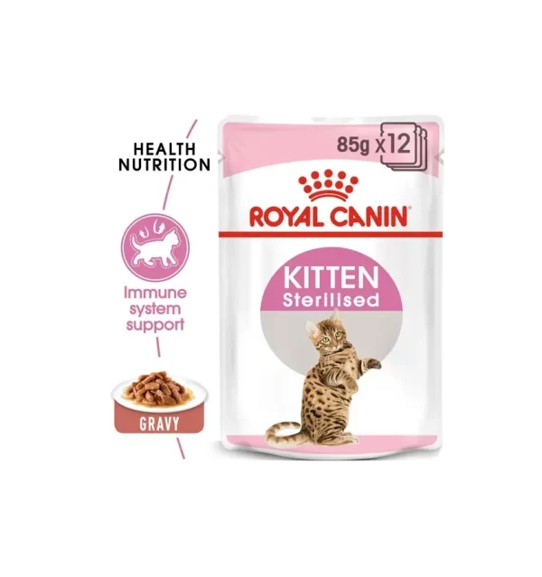 Royal Canin Feline Health Nutrition Kitten Sterilised Gravy (Wet Food - Pouches) 12 x 85 g