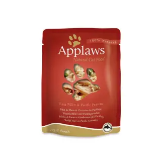 Applaws Cat Tuna with Prawn 70g Pouch are a convenient way to give your cat the highest quality meat protein