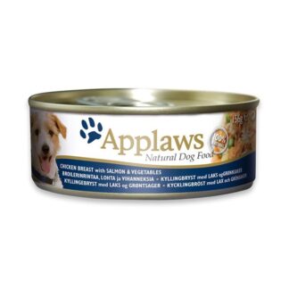 applaws dog chicken salmon 156g tin