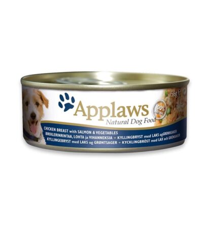 applaws dog chicken salmon 156g tin