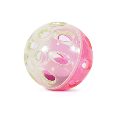 cat toy rattle ‘N’ roll ball that jingles when it is moved