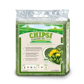Chipsi Sunshine BIO Hay with Dandelion is an Organic Mountain Meadow Hay with aromatic Organic Dandelion. Supports digestion and gut flora.