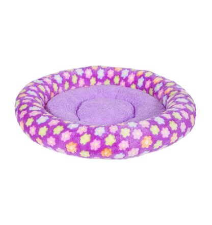 Fluffy Pet Bed - Floral Purple