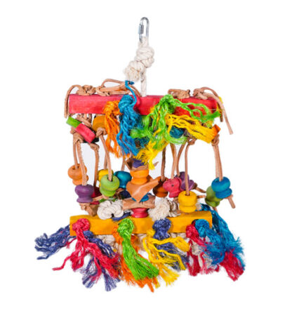 Hanging Bird Toy Knots ‘n’ Knobs allows them to entertain themselves while keeping their beak in tip top shape!