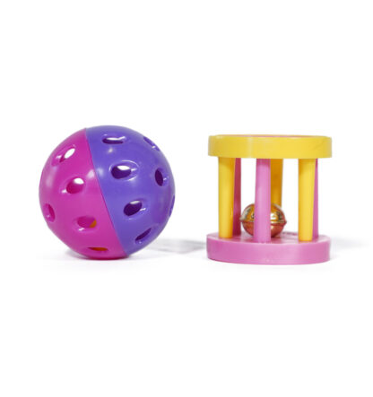 Jingle Bells Pair of Cat Toys are colourful toys perfect for your cat to chase around inside the house