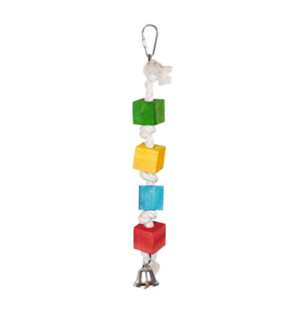 Cubes Hanging Bird Toy made of durable, non-toxic rope and wood for pet birds