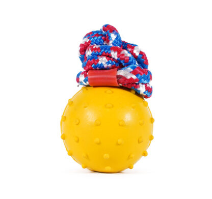Rubber Ball ‘n’ Rope Dog Toy combo great for throwing and playing fetch