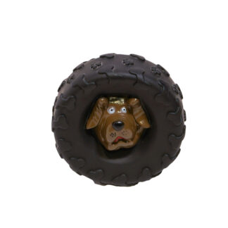 Tyre squeaky dog toy combination is made of durable material that’s non-toxic