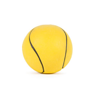 Yellow Rubber Tennis Ball Dog Toy made of a hardy, non-toxic rubber-like material in a classic tennis ball design