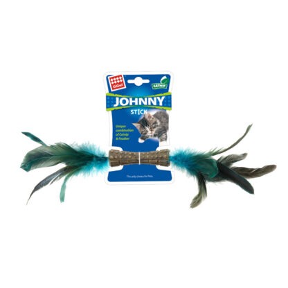 Gigwi-Catnip-“Johnny-Sticks”-with-Double-Side-Natural-Feather-Blue