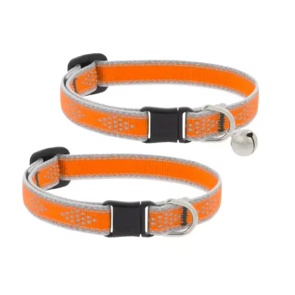 Reflective Safety Cat Collar with Bell – Orange Diamond