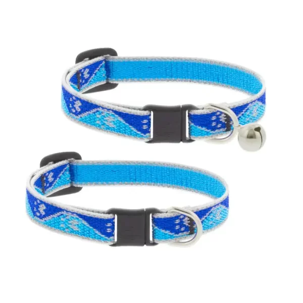 Reflective Safety Cat Collar with Bell – Blue Paws