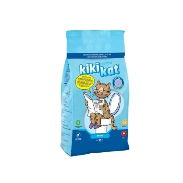 Kiki Kat White Bentonite Clumping Cat Litter – Natural (Unscented) -10 L (8.7 Kg )