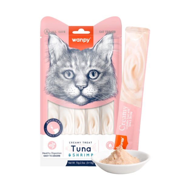 Wanpy Creamy Lickable Cat Treats – Tuna (14gx5)0