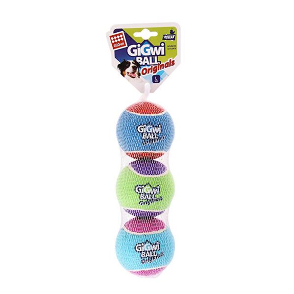 Gigwi Tennis Ball 3pcs with Different Colour in 1 pack (Large)